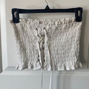 White Ruffle Tube Top